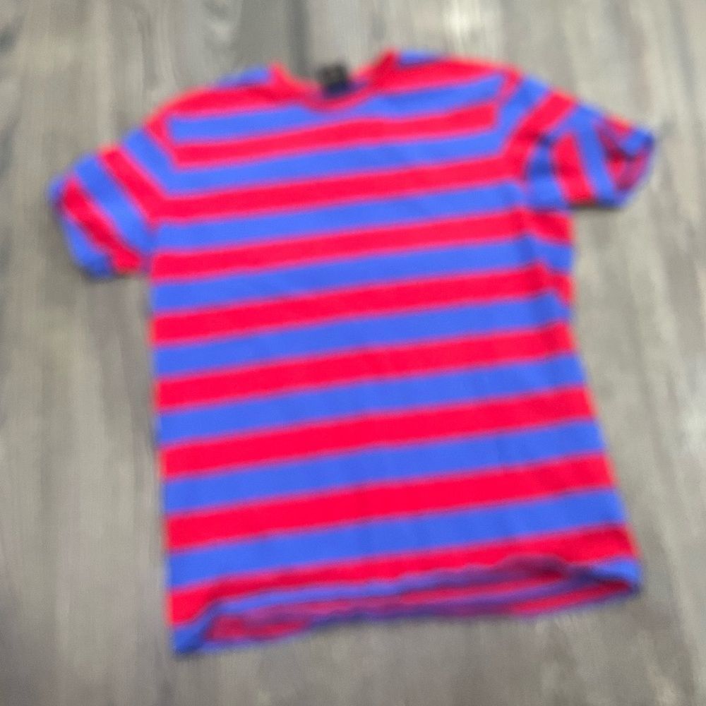 OVO October's Very Own Tee Shirt Striped Short Sleeves Casual Red Blue Medium